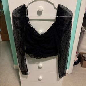 H&M Black Sheer Polka Dot Blouse
